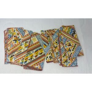 8 Vintage Cloth Napkins Retro 70s Southwest Western‎ Geometric 15" Boho USED